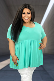 66 SSS-D {Blessed With Curvy} Mint Babydoll Tunic  PLUS SIZE 1X 2X 3X