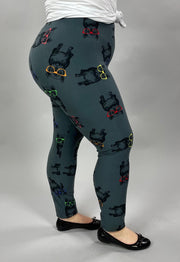 LEG-29 {Cool Pups}  Dogs w/Glasses Printed Leggings E XTENDED PLUS SIZE