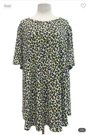 53 PSS-C {Sit Still And Style} Lime Leopard Print Top EXTENDED PLUS SIZE 3X 4X 5X