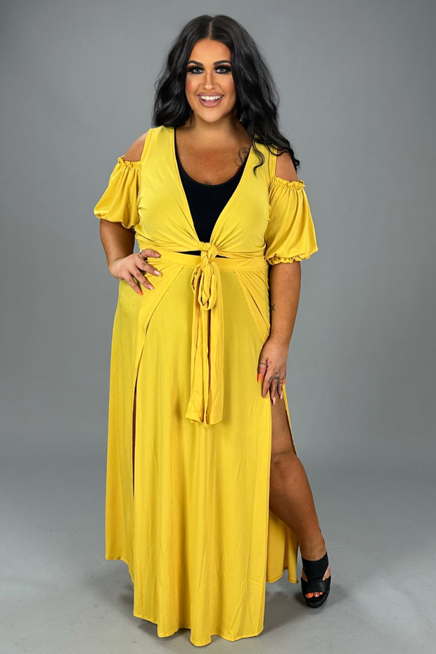 52 SET {Ready For Fame} Mustard 2 Piece Skirt Set PLUS SIZE 1X 2X 3X