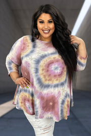 39 PQ-B {The Way I like It} Multi-Color Tie Dye Tunic EXTENDED PLUS SIZE 3X 4X 5X