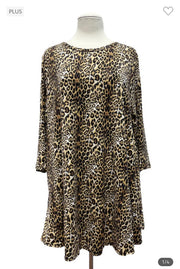 30 PQ-B {Beyond Obsessed} Brown Leopard Print Top EXTENDED PLUS SIZE 3X 4X 5X