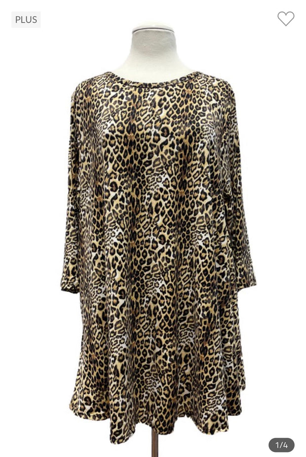 30 PQ-B {Beyond Obsessed} Brown Leopard Print Top EXTENDED PLUS SIZE 3X 4X 5X