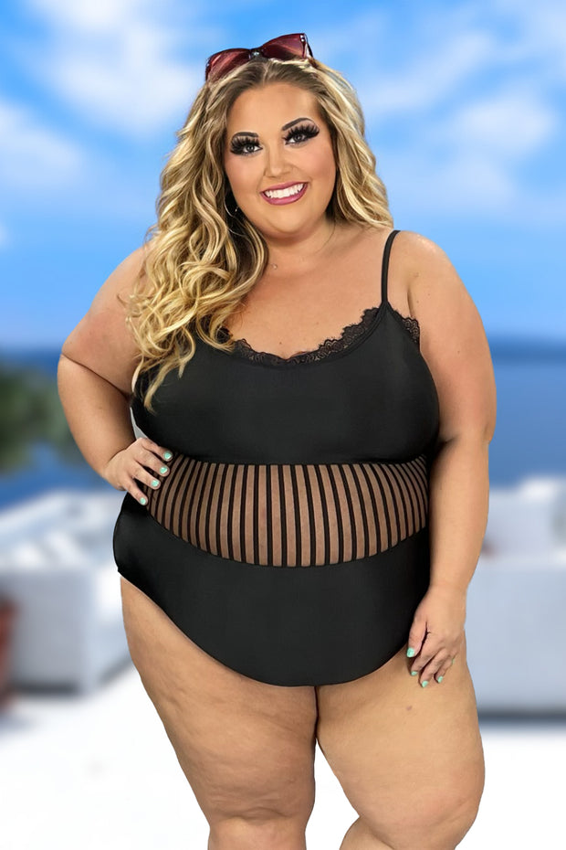 SWIM-T {Talk To The Sand} Black One Piece Swimsuit EXTENDED PLUS SIZE 3X 4X