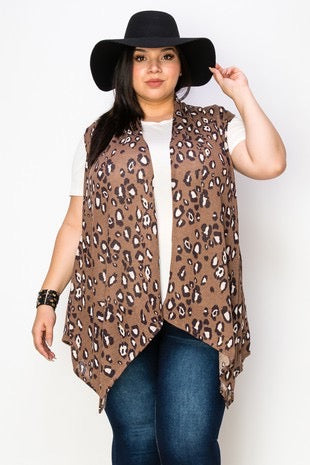 26 OT-Z {On My Mind} Mocha Leopard Print Vest EXTENDED PLUS SIZE 3X 4X 5X