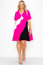 21 CP-G {Adventure In Fashion} Fuchsia Color Block Dress CURVY BRAND!!!  EXTENDED PLUS SIZE 4X 5X 6X