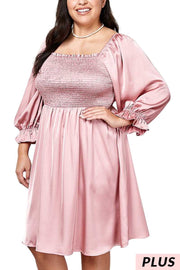 37 SQ-A {Party Dreams} Rose Smocked Dress PLUS SIZE 1X 2X 3X