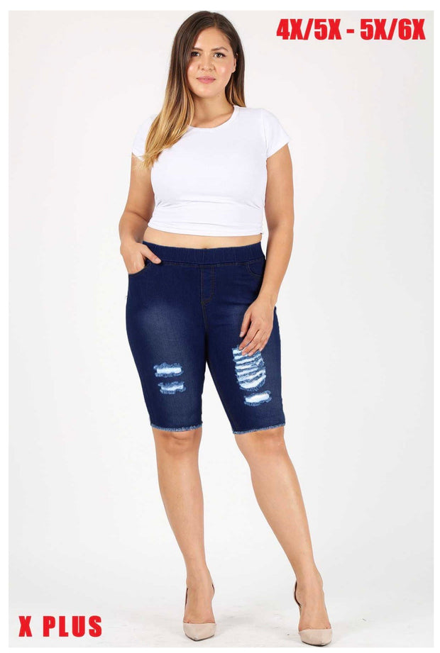 LEG-4 {Sweet Applause} Dark Denim Shorts EXTENDED PLUS SIZE 4X/5X 5X/6X