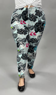 BIN 98 {Midnight Floral} Mint/Gray Floral Leggings EXTENDED PLUS SIZE 3X/5X