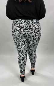 LEG-X  {Glance Of Elegance} Black/Gray Print Leggings EXTENDED PLUS SIZE 3X/5X