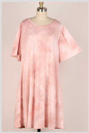 87 PSS-L {Girl Next Door} ***SALE***Mauve Tie Dye Dress EXTENDED PLUS SIZE 3X 4X 5X