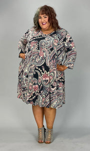 76 PQ-X {The Sweetest Reason} Grey Paisley Print Dress EXTENDED PLUS SIZE 3X 4X 5X