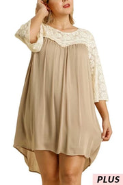 27 CP-A {Latte Lifestyle} "UMGEE" Latte/Bone Lace Dress PLUS SIZE XL 1X 2X