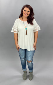 SD-M (Always Pretty) SALE!! Ivory Tunic With Double Ruffle Lace Sleeves PLUS SIZE 1X 2X 3X