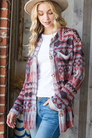 99 OT-D {A Different Story} Grey/Mauve Aztec Print Jacket SALE!!! PLUS SIZE XL 2X 3X