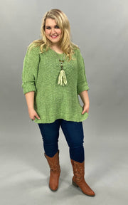 22 SQ-H {Easy Days} Green Sparkle Sweater PLUS SIZE XL 2X 3X