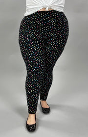 LEG-34 {Party Dots} Multi Colored Dot Print Leggings EXTENDED PLUS SIZE