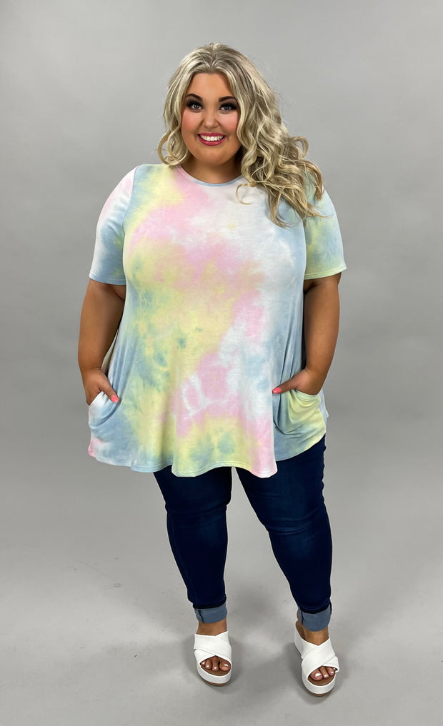 83 OR 44 PSS-A {Hip To Be Square} Pastel Tie Dye Top EXTENDED PLUS SIZE 3X 4X 5X