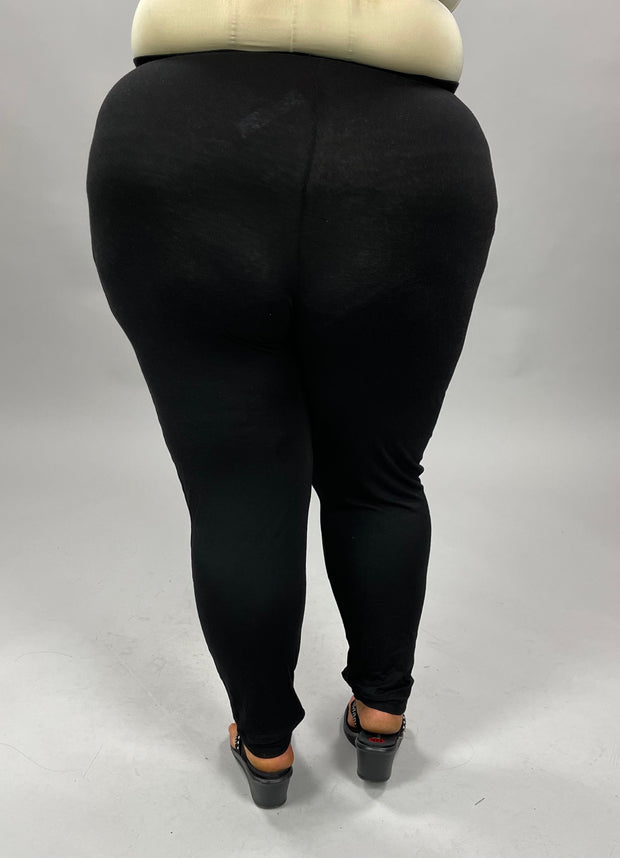 LEG-U {Perfect Pair} "Buttersoft" Black Cuffed Leggings PLUS SIZE1X 2X 3X