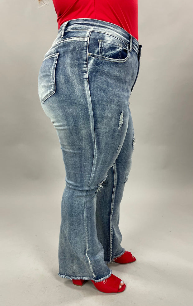 BT-S {Elite} Hi Rise Light Denim Distressed