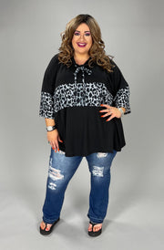 35 HD-A {All In Time} Black/Gray Animal Print Hoodie EXTENDED PLUS SIZE 4X 5X 6X