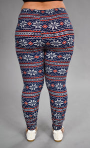 LEG 99 Blueberry/Frost Snowflake Printed Leggings PLUS SIZE