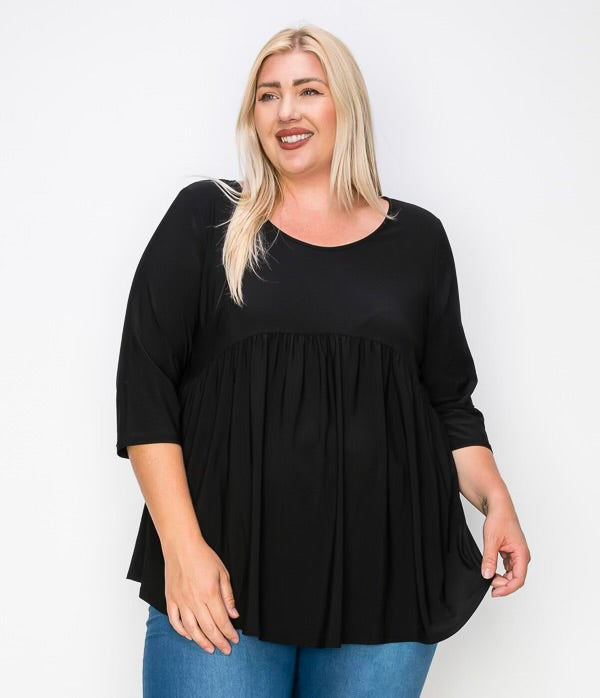66 SQ-D {Special Moments} Black Babydoll Tunic EXTENDED PLUS SIZE 4X 5X 6X