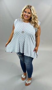 64 PSS-N {Chic Simplicity}  SALE!! Blue Pink Polka-Dot Tunic PLUS SIZE 1X 2X 3X