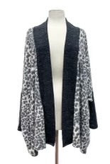 57 OT-E {Scratch That} White Leopard Print Cardigan EXTENDED PLUS SIZE 1X 2X 3X 4X 5X