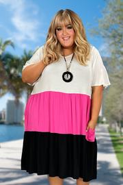 18 CP-C {For The Diva In You} Black/Fuchsia Color Block Dress CURVY BRAND!!! EXTENDED PLUS SIZE 4X 5X 6X