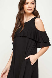 33 OS-D {Found Your Way}  SALE! Black Cold Shoulder Dress PLUS SIZE XL 2X 3X