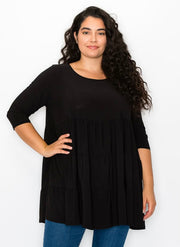 76 SQ-A {Brunch Party} Black Tiered Tunic CURVY BRAND!!! EXTENDED PLUS SIZE 1X 2X 3X 4X 5X 6X