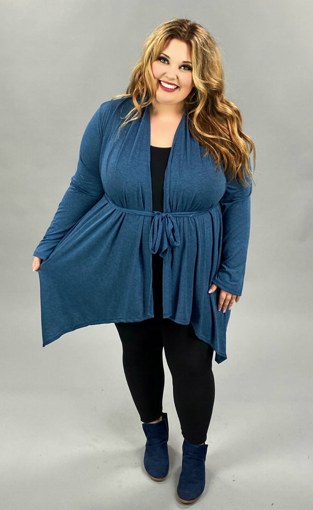 41 OT-A {No Blues Here} Indigo Tie Front Cardigan PLUS SIZE XL 2X 3X