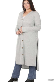 23 OT-L {Close To You} H. Grey Ribbed Button Up Duster SALE!!!  PLUS SIZE 1X 2X 3X