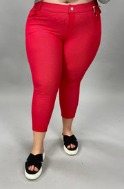 BIN 98 {Get "Jeggy" With It SALE Red Capri Jeggings PLUS SIZE XL 2X 3X