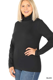 30 SLS-F {Holiday Home} Black Turtleneck Top PLUS SIZE 1X 2X 3X