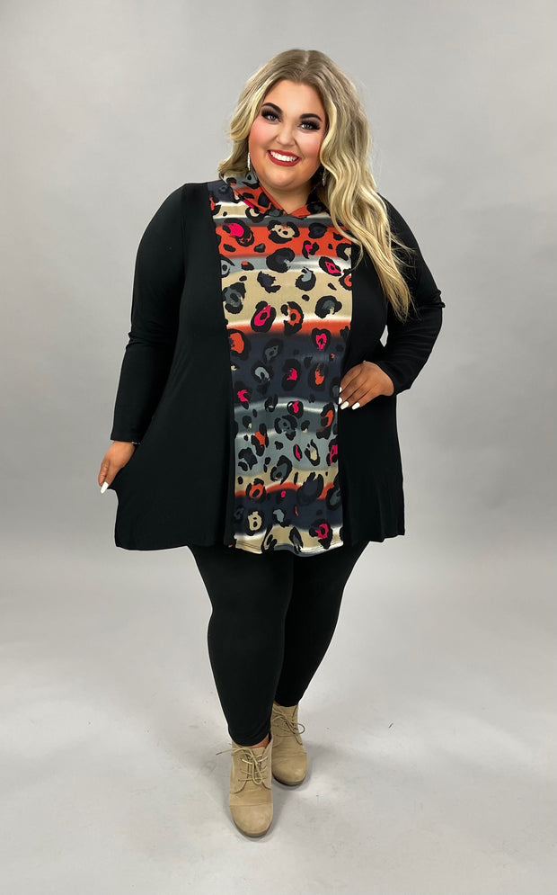 59 OR 32 HD-A {Admiration} Black/Gray Animal Print Hoodie CURVY BRAND!! EXTENDED PLUS SIZE 4X 5X 6X