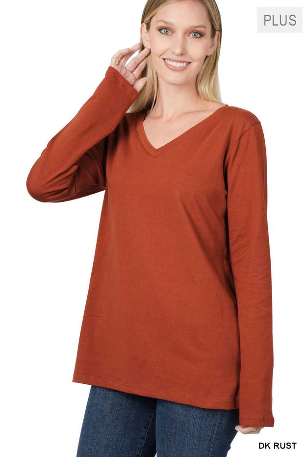 88 SLS-G {Keeping It Together} Dk. Rust V-Neck Top PLUS SIZE 1X 2X 3X