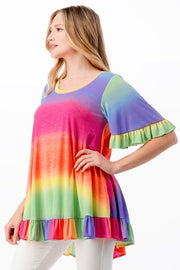 11 PSS-M {Always In Love} Multi-Color Stripe Print Top PLUS SIZE 1X 2X 3X