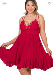 54 SV-Z {Honey Looks} Red ***SALE***Spaghetti Strap Dress PLUS SIZE 1X 2X 3X