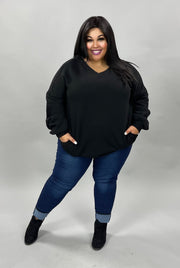 41 SLS-X [Cozy Days} Black V-Neck Tunic W/ Pockets PLUS SIZE 1X 2X 3X