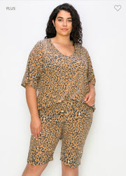 30 SET-F {Spotted Lounging} Camel Colored Leopard Set EXTENDED PLUS 3X 4X 5X