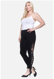 BT-N {Seeking Attention}  Black Lace Up Straight Leg Pants SALE!!!  PLUS SIZE 1X 2X 3X