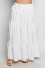 BT-L {Downright Delightful} Ivory Tiered Skirt PLUS SIZE 1X 2X 3X