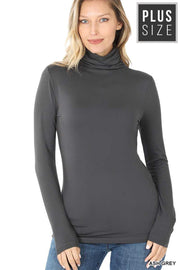 35 OR 56 SLS-F {Best There Is} Ash Gray Gathered Turtleneck Top SALE!!  PLUS SIZE 1X 2X 3