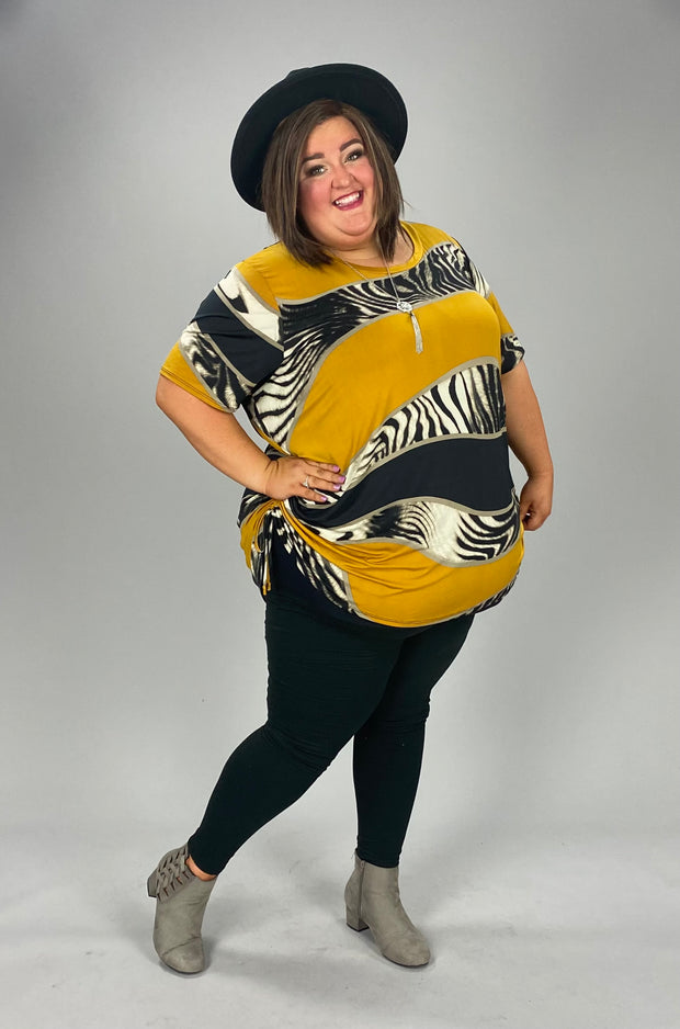 46  PSS-G {Choosing To Glow} Mustard Zebra Print Top SALE!!! CURVY BRAND EXTENDED PLUS SIZE 4X 5X 6X