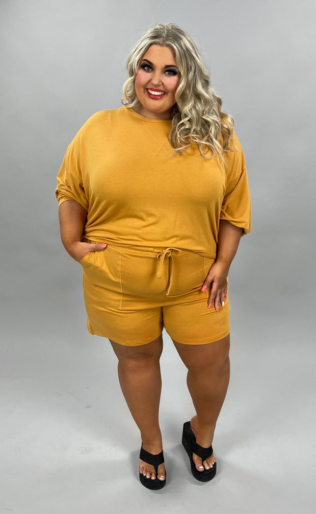 21 SET-F {The Good Life} Mustard Long Sleeve Short Set SALE!!!  PLUS SIZE 1X 2X 3X