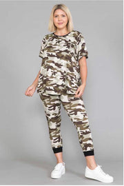63 SET-G {Camo Fanatic} Camouflage Printed Lounge Wear EXTENDED PLUS SIZE 4X 5X 6X