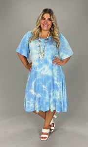 30 PSS-D {Charming Skies} BlueTie Dye Dress PLUS SIZE 1X 2X 3X