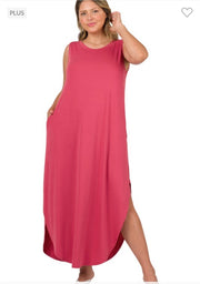 LD-L {Adoration} ROSE Sleeveless Maxi Dress PLUS SIZE 1X 2X 3X